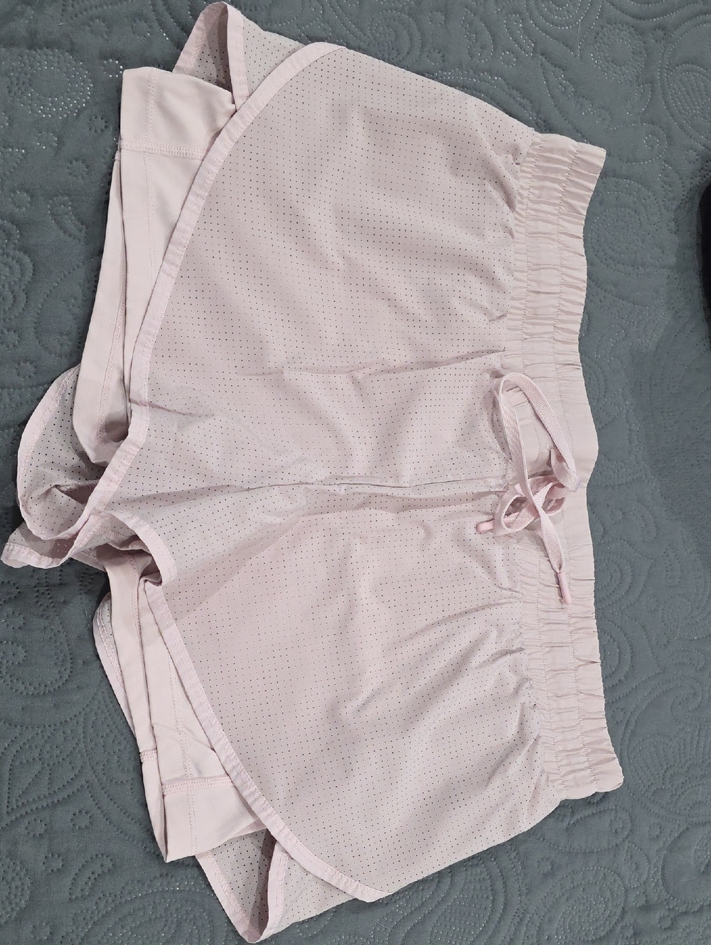 Women's Light Pink Athletic Shorts with Elastic Drawstring Waist